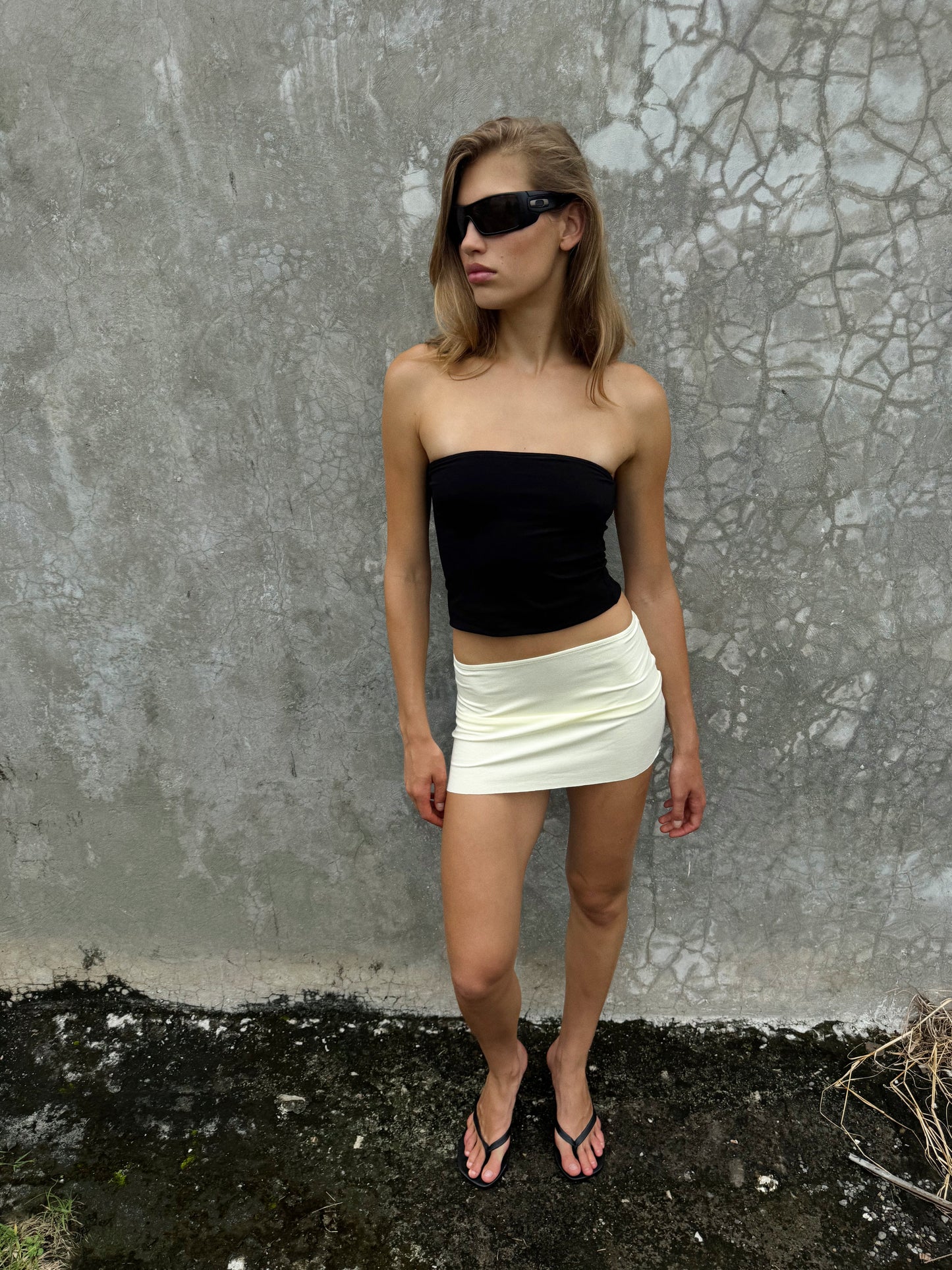“Frey” raw edges mini skirt