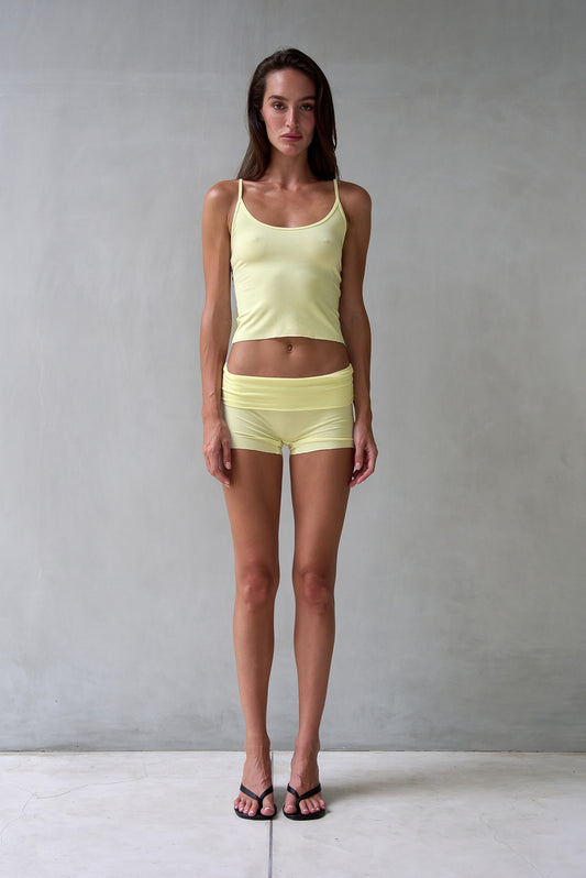 “Sore” raw edges tank top (washed lemon)
