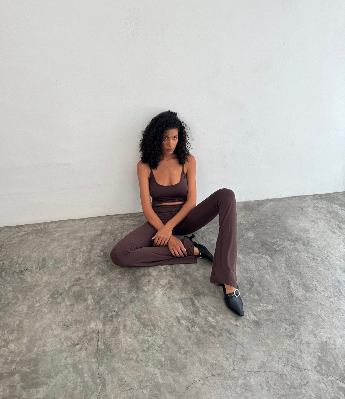 “Eris” raw edges flared pants