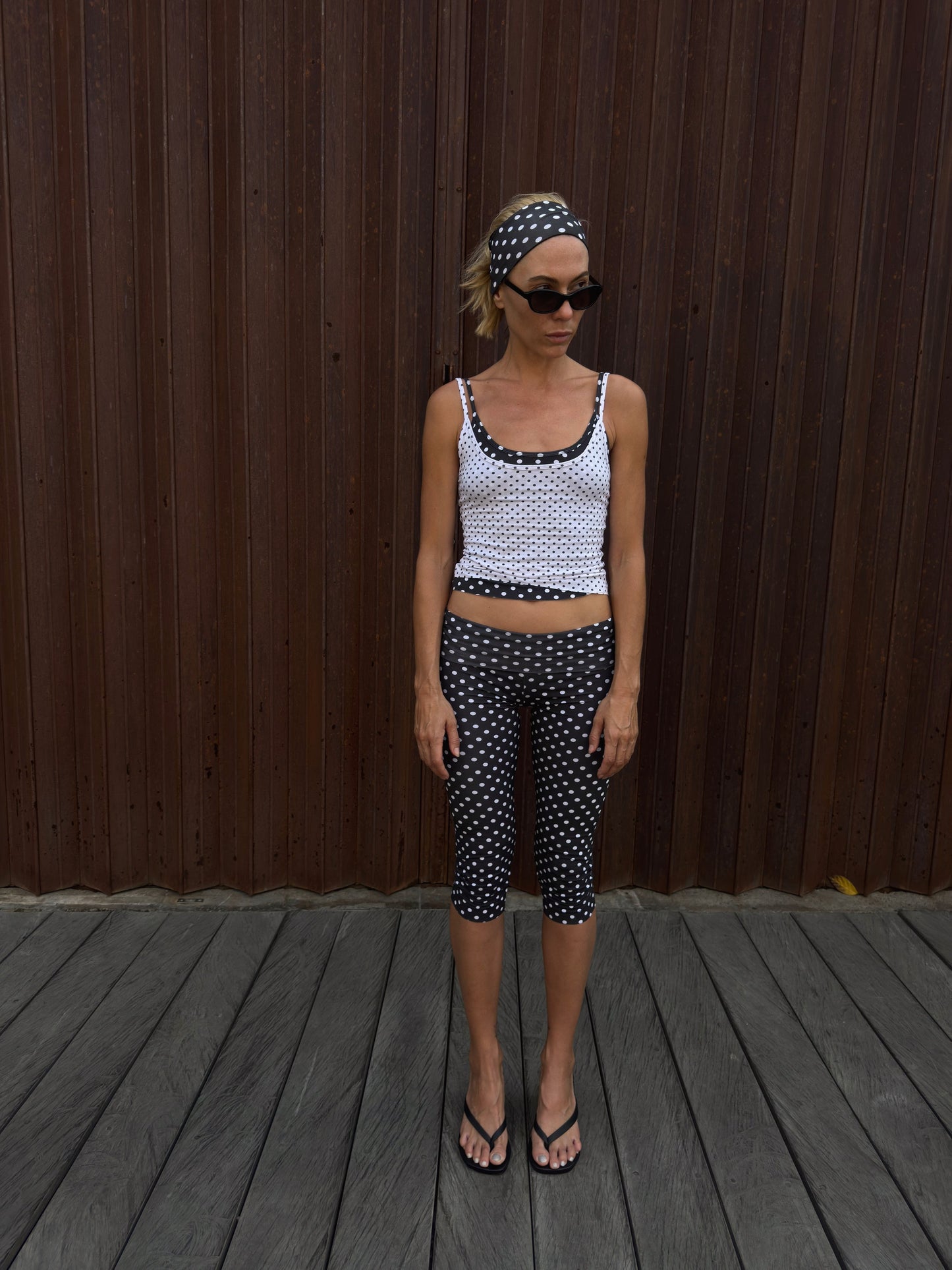 “Sena” raw edges capri leggings + headband