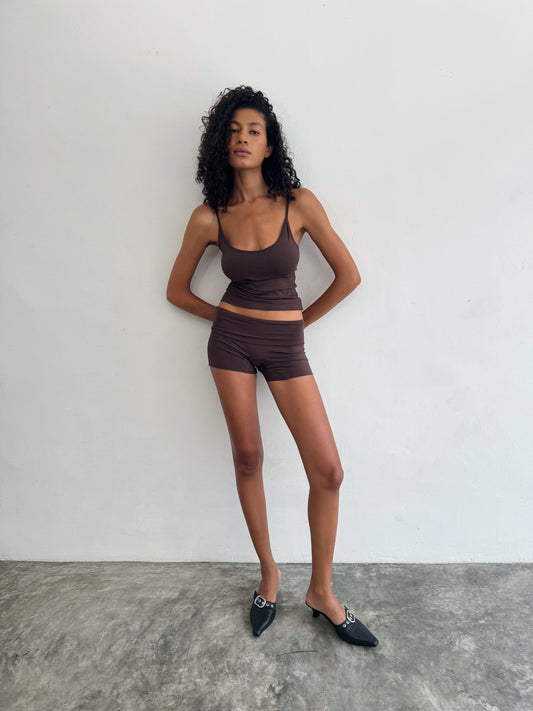 “Vega” raw edges mini shorts