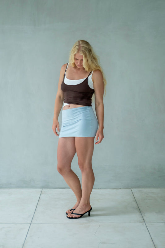 “Frey” raw edges mini skirt