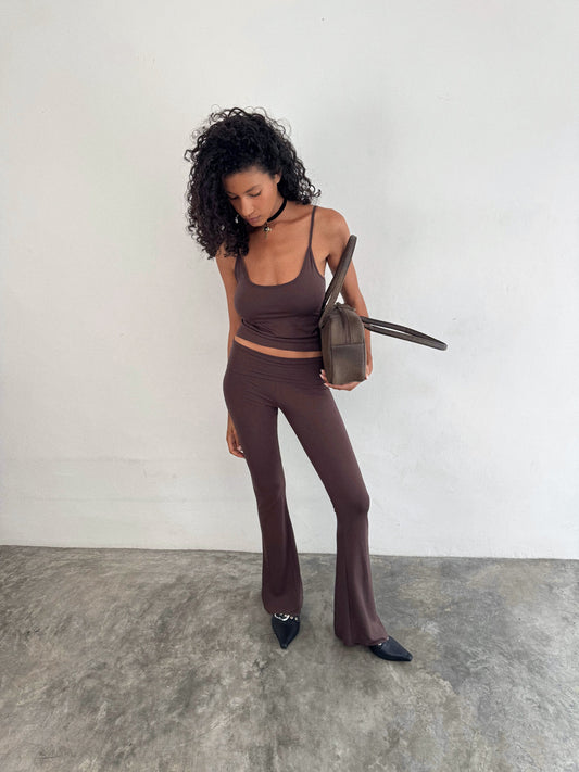 “Eris” raw edges flared pants