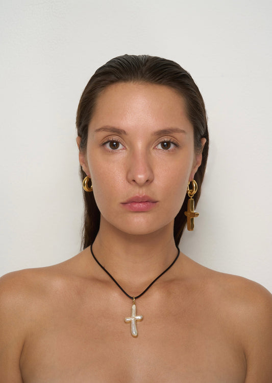 Unisex “Luka” 3-in-1 vintage look pearl cross set - BURO